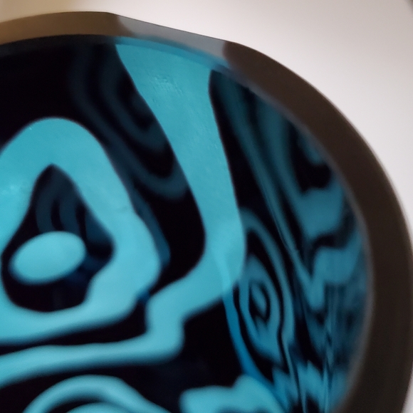 Dramatic Modern Cut To Vibrant Blue 11 1/2" Black Thick Crystal Vase Gorgeous 😍 - Picture 4 of 15